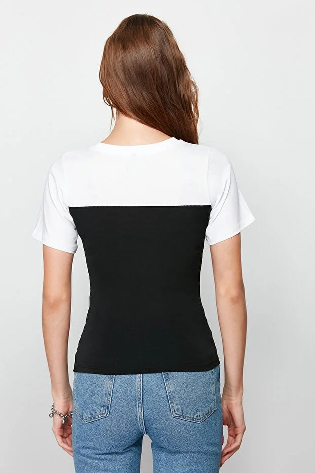 Fitted Gathered Detail Stretch Knit Blouse