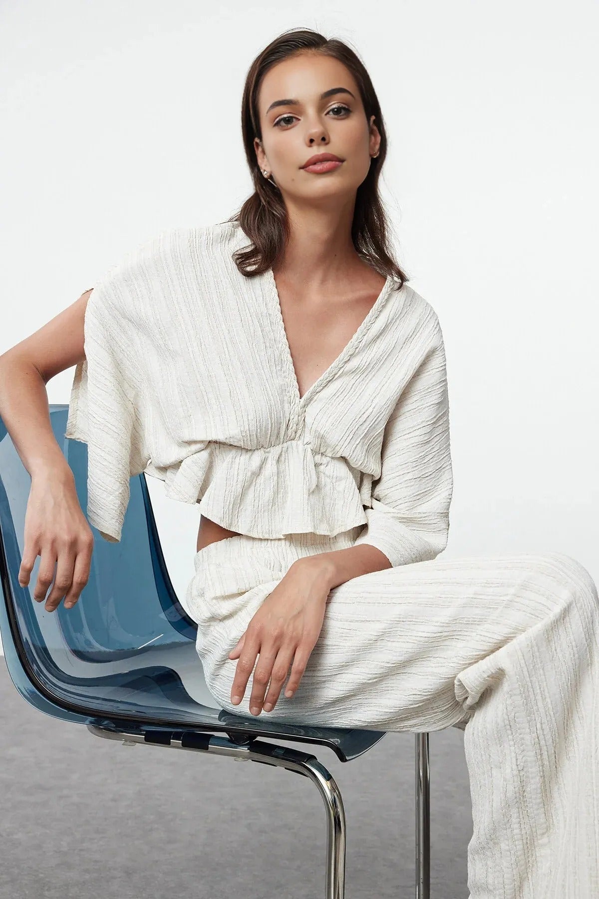 Textured Fabric Ruffled Woven