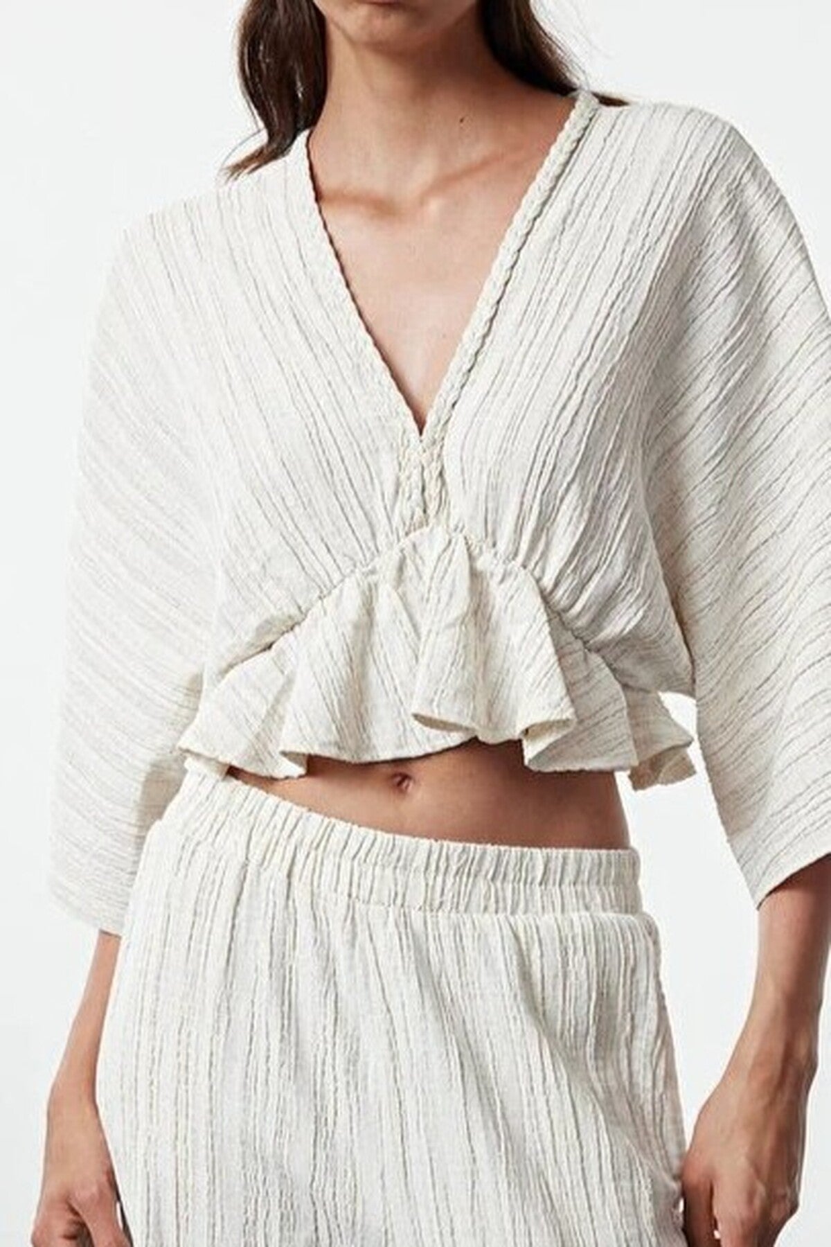 Textured Fabric Ruffled Woven