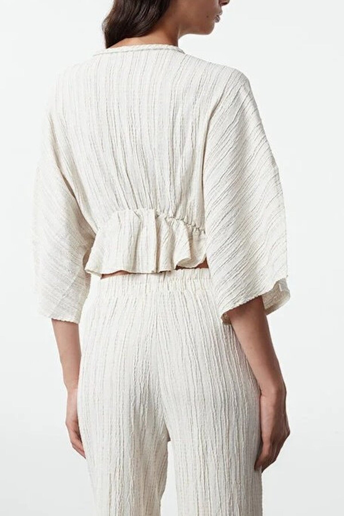 Textured Fabric Ruffled Woven