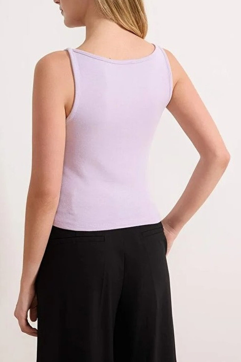 Strapped Fitted Stretch Knit Blouse