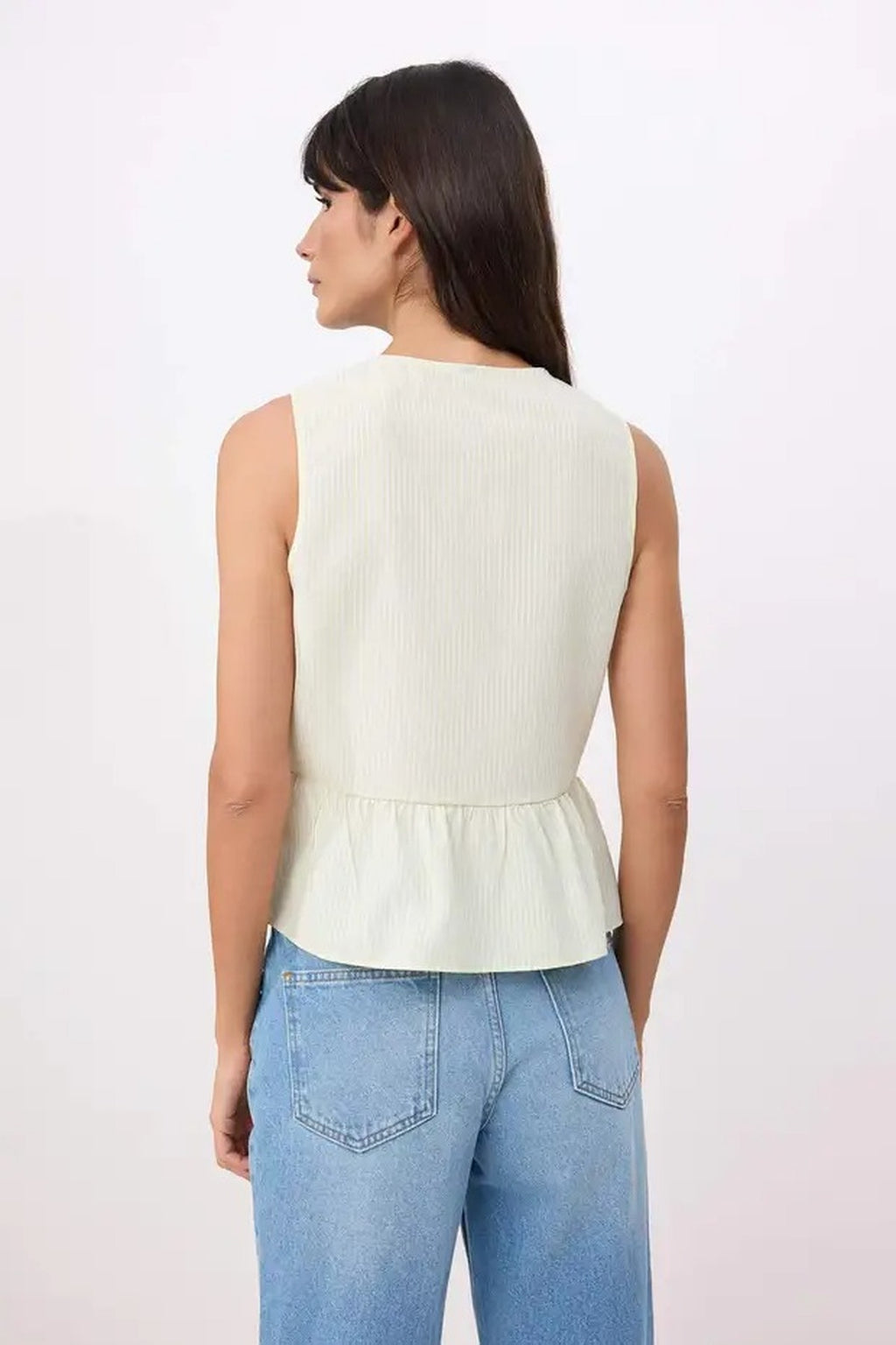 Striped Tie Front Sleeveless Woven Blouse