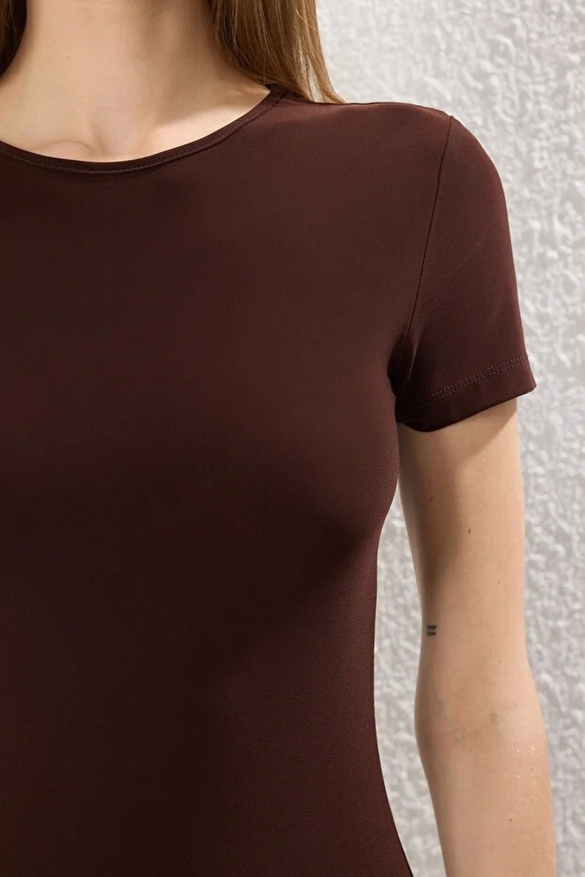 Fitted Crew Neck Stretch Knit Maxi Pencil Dress