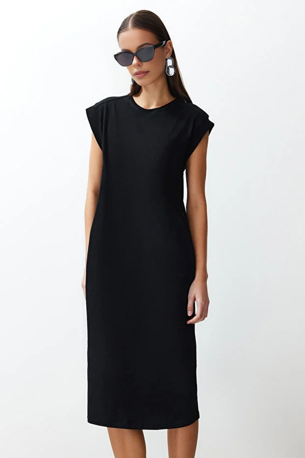 Short Sleeve Shift T-Shirt Midi Dress