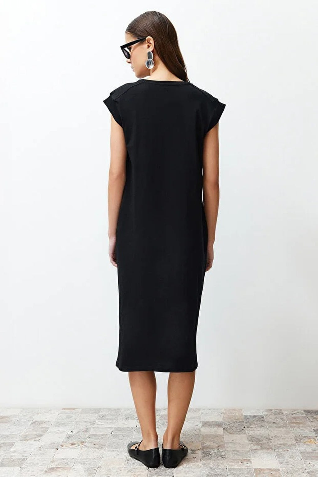 Short Sleeve Shift T-Shirt Midi Dress