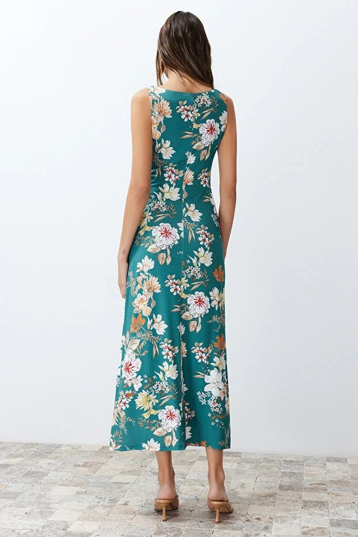 Floral Print Fitted Flexible Knit Pencil Dress