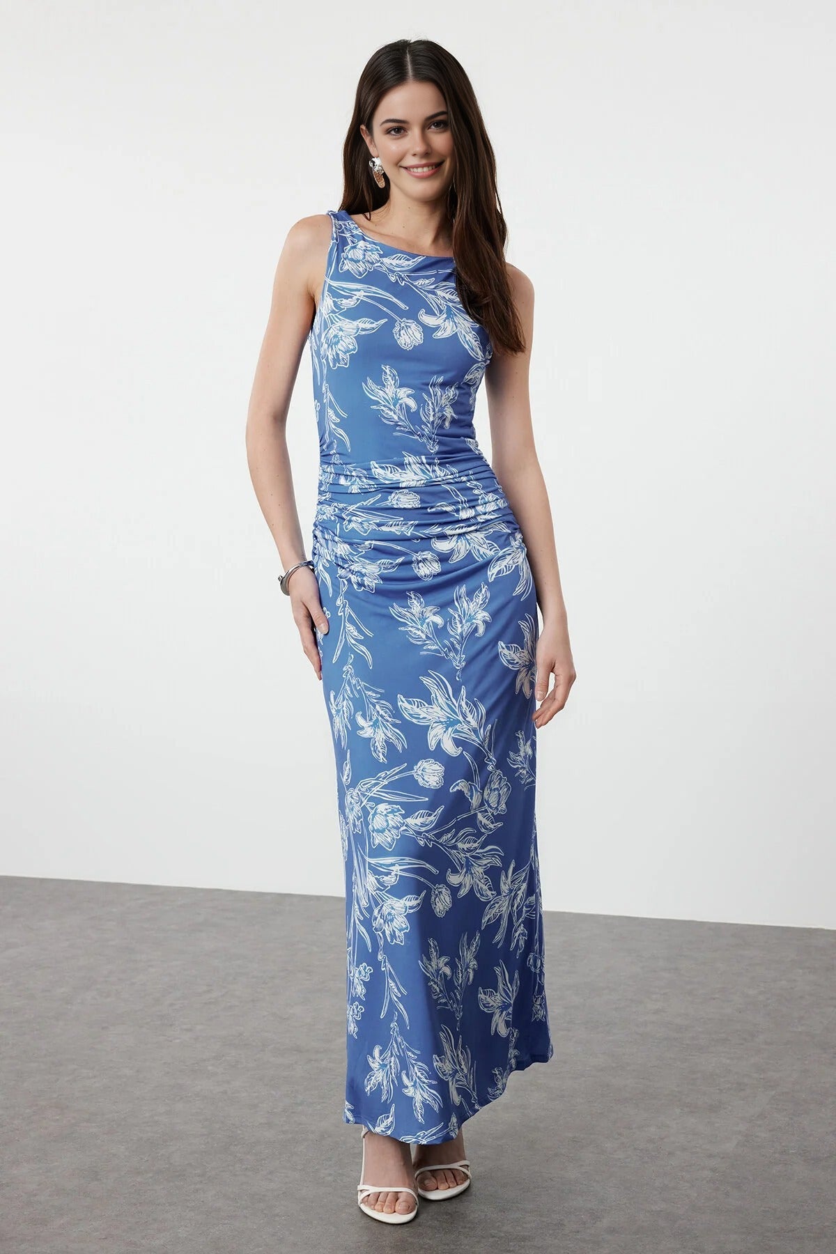 Floral Print Fitted Flexible Knit Pencil Dress