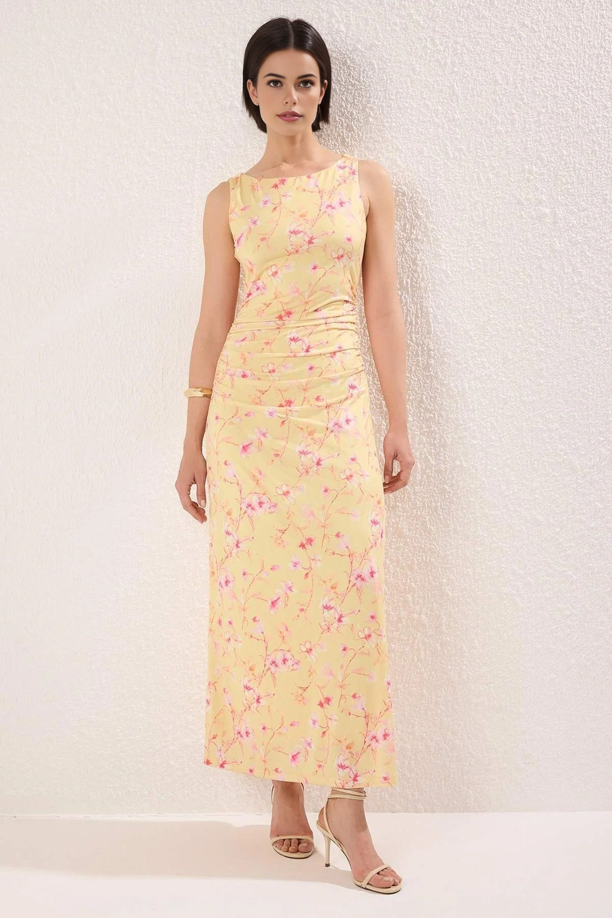 Floral Print Fitted Flexible Knit Dress