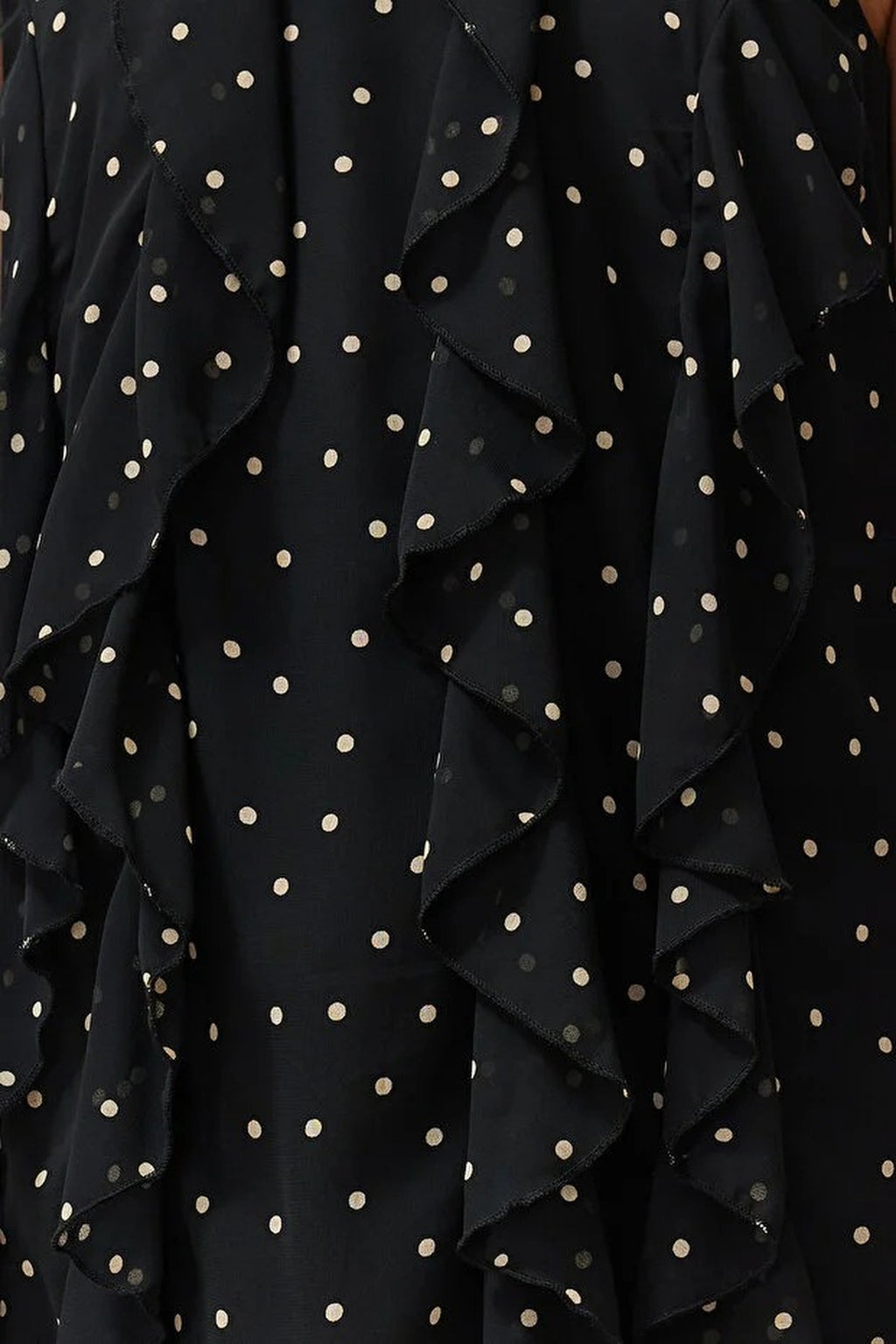 Polka Dot Ruffled Chiffon Lined Mini Woven Dress