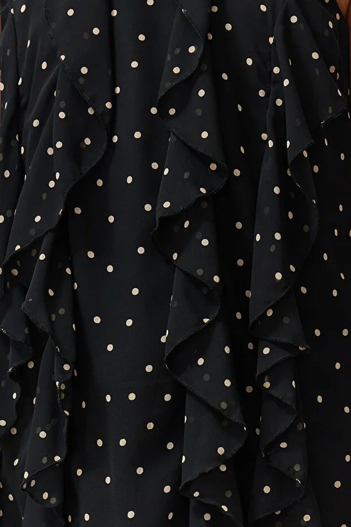 Polka Dot Ruffled Chiffon Lined Mini Woven Dress
