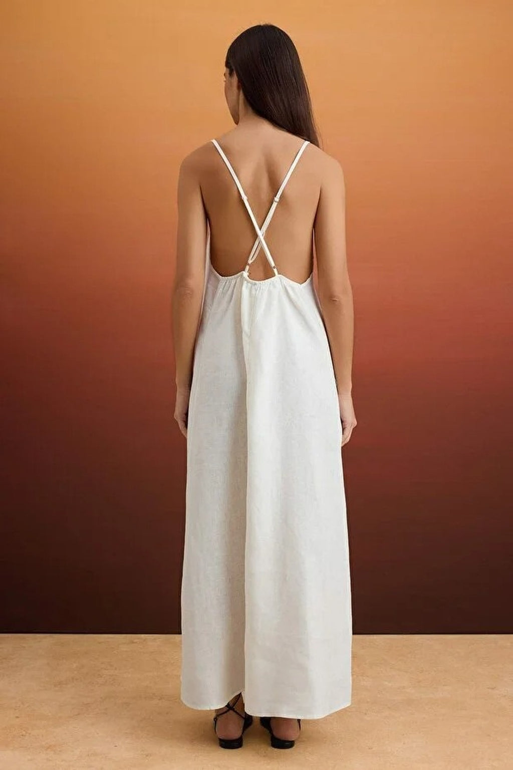 V Neck Back Detail Maxi Dress