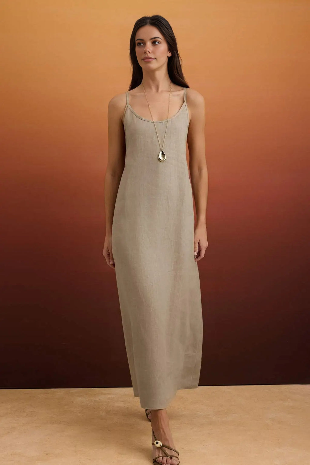 V Neck Back Detail Maxi Dress