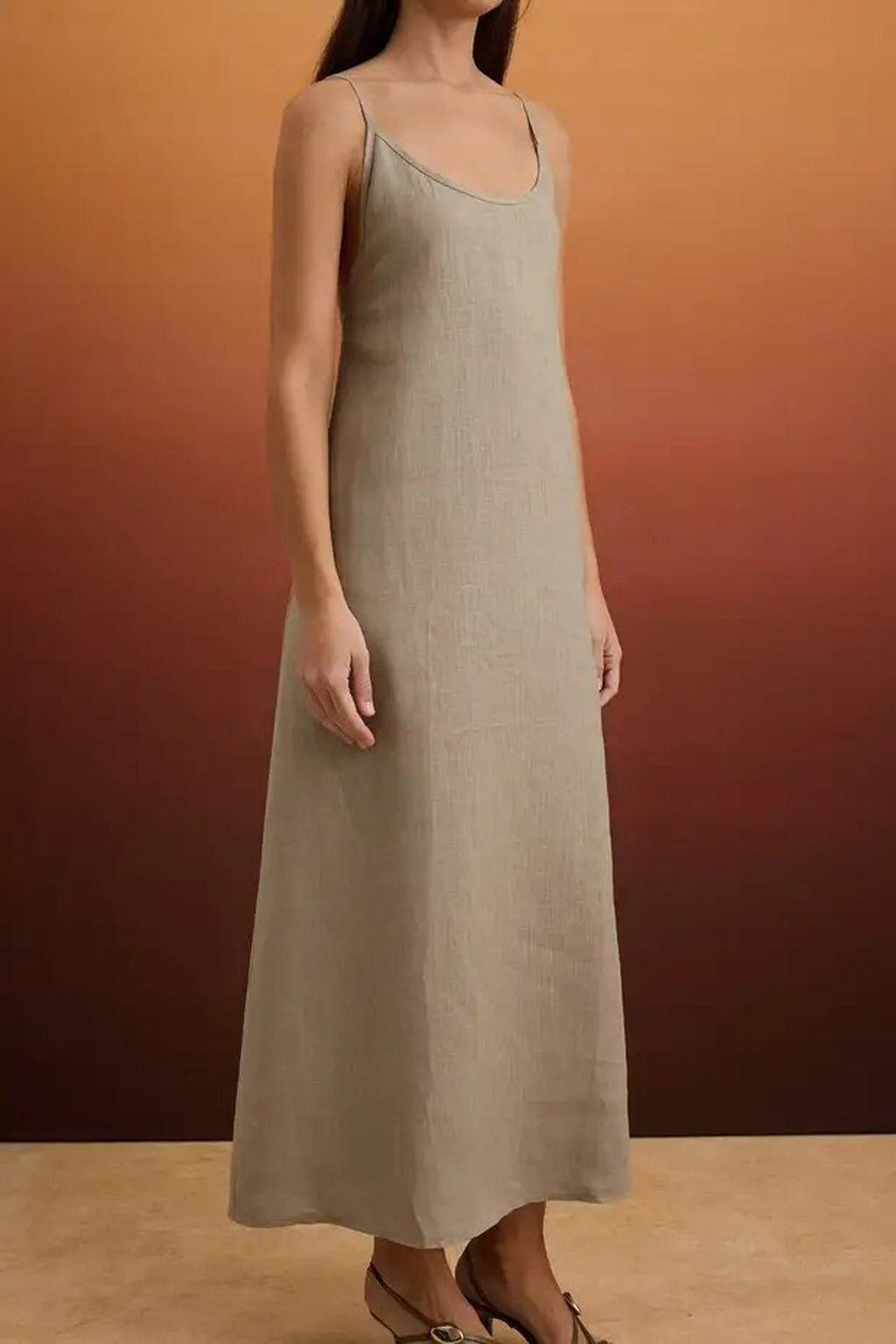 V Neck Back Detail Maxi Dress
