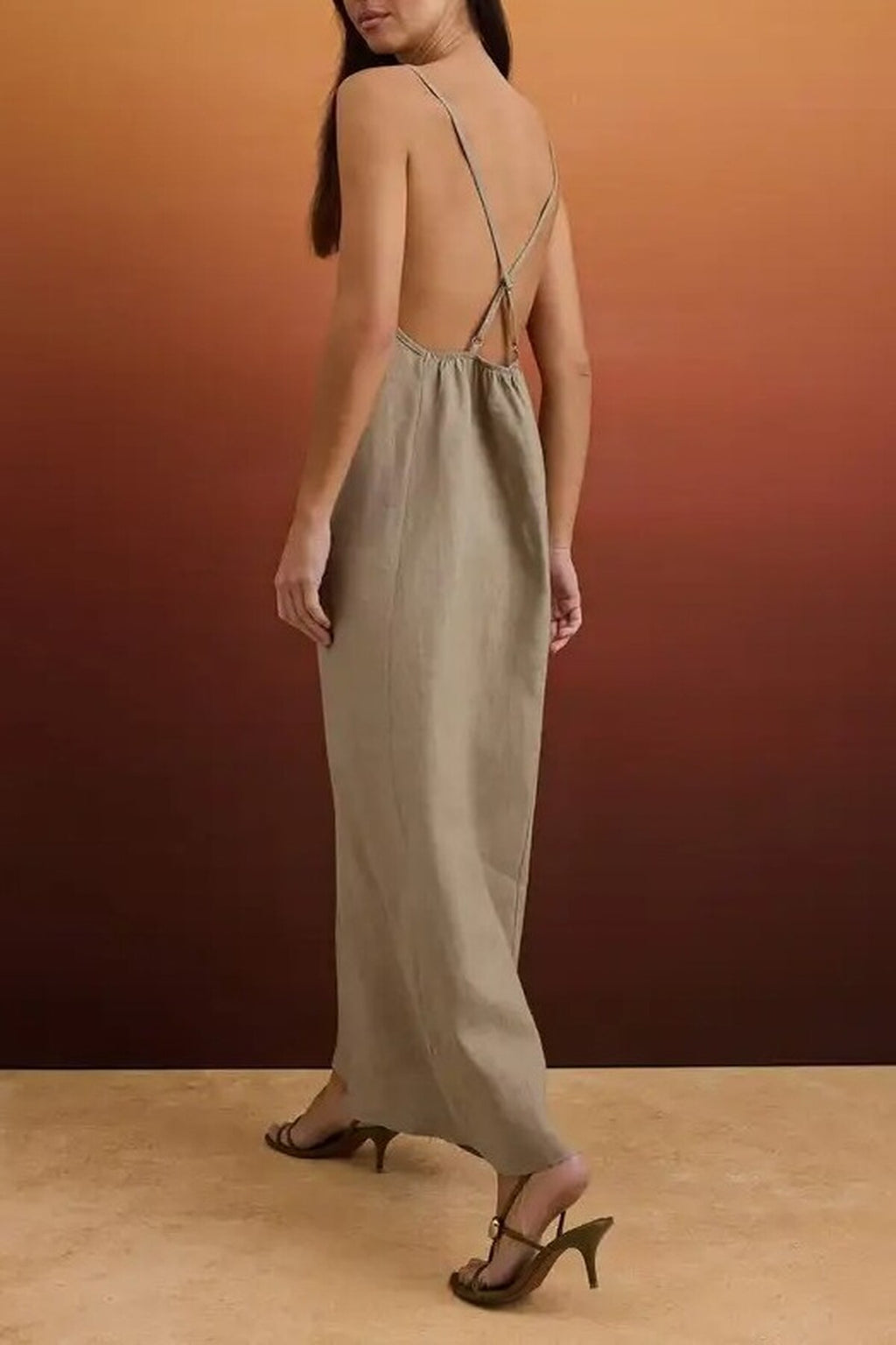 V Neck Back Detail Maxi Dress