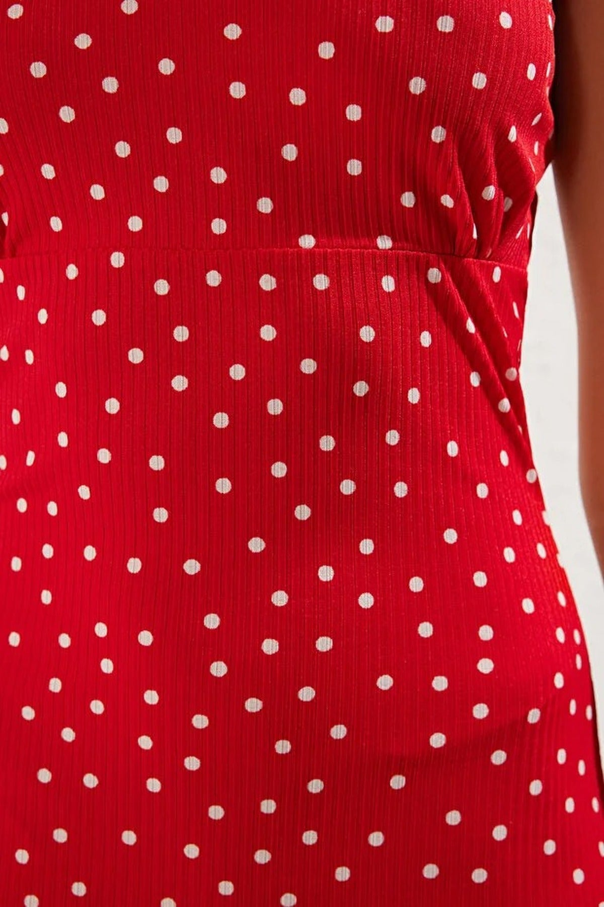 Polka Dot Strappy Fitting Knit Maxi Pencil Dress