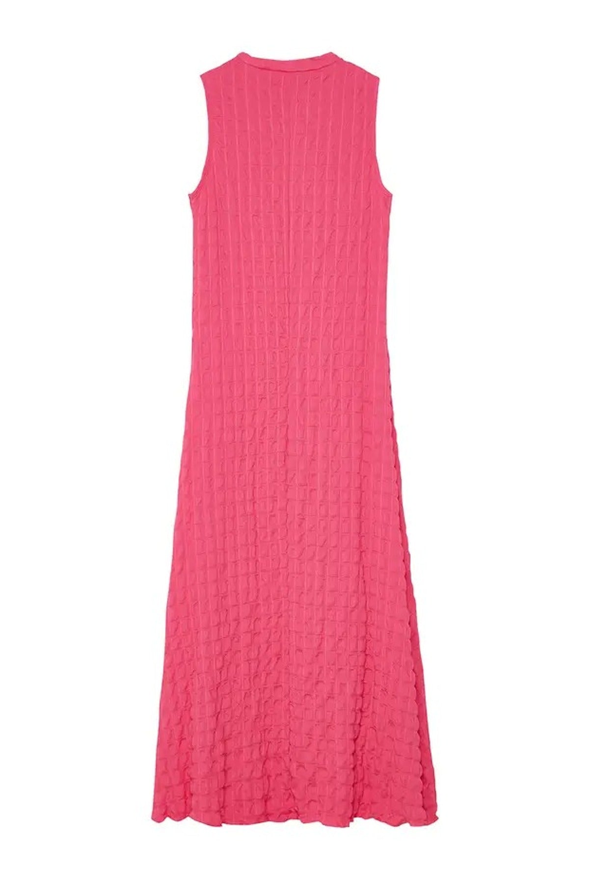 Plain Textured A-Line Neckline Textured Maxi Dress