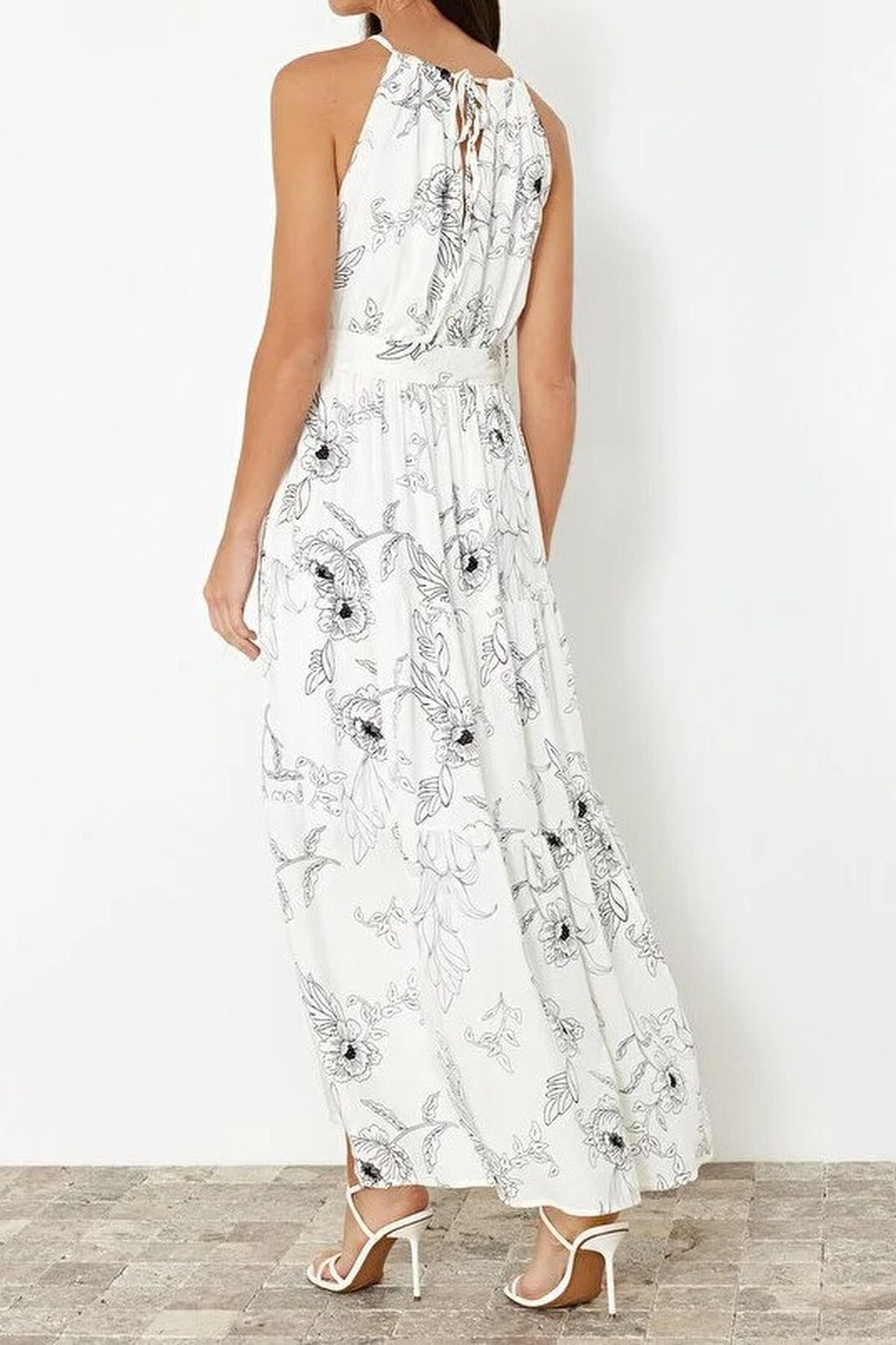 Halter Neck Lined Maxi Woven Dress