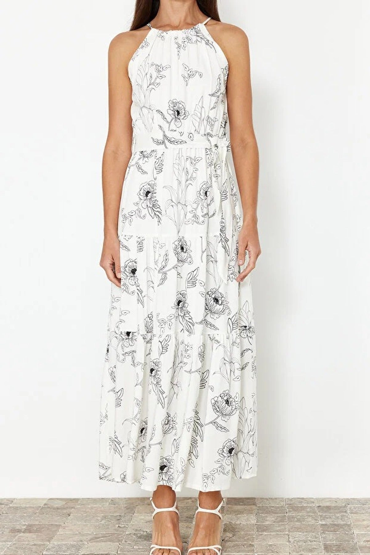 Halter Neck Lined Maxi Woven Dress