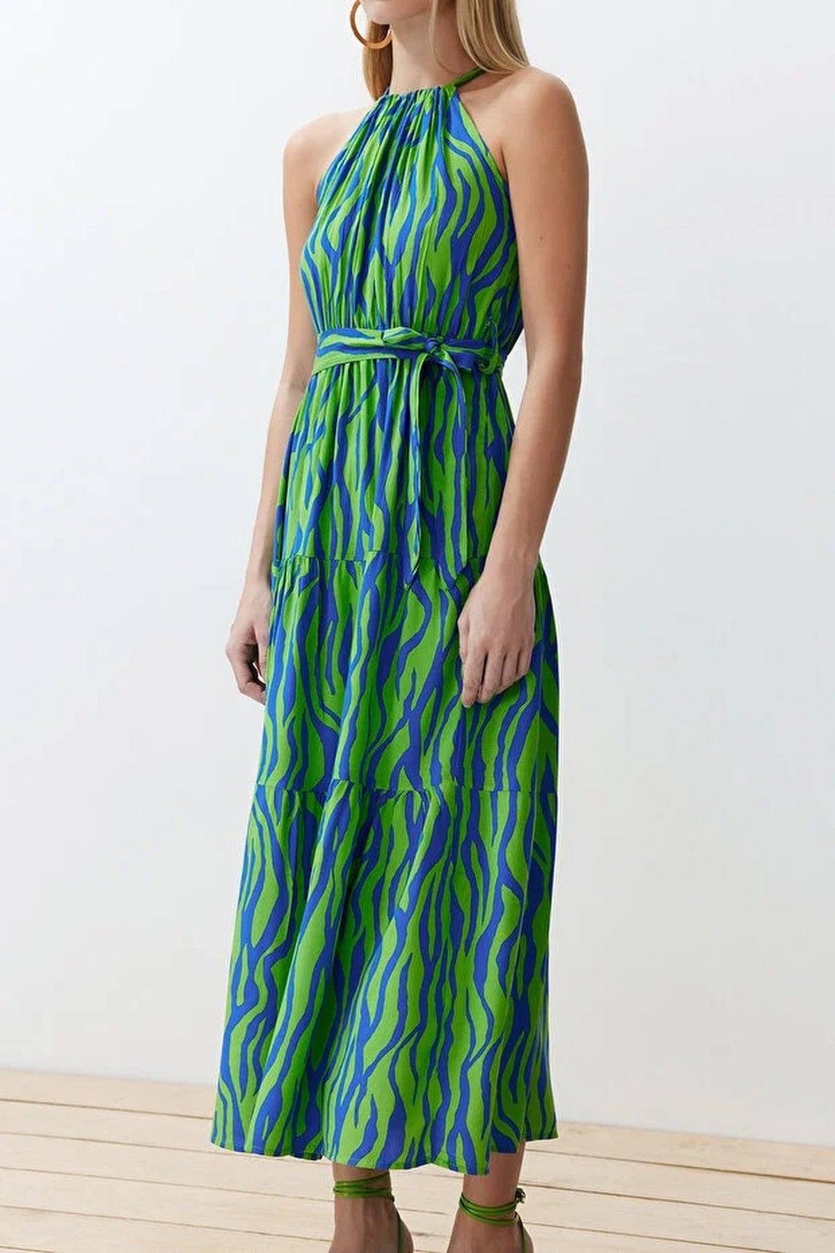 Halter Neck Lined Maxi Woven Dress