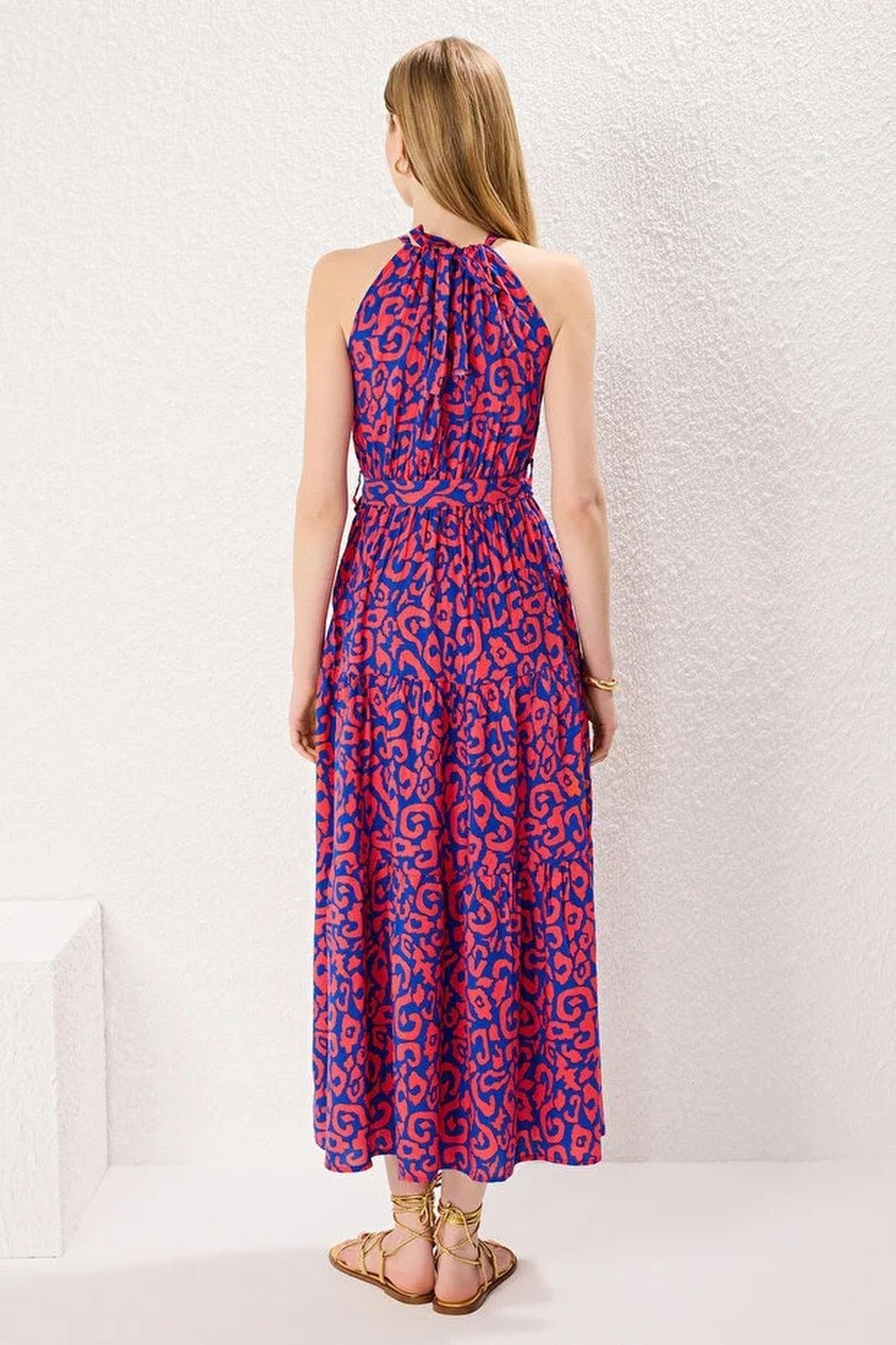 Halter Neck Lined Maxi Woven Dress