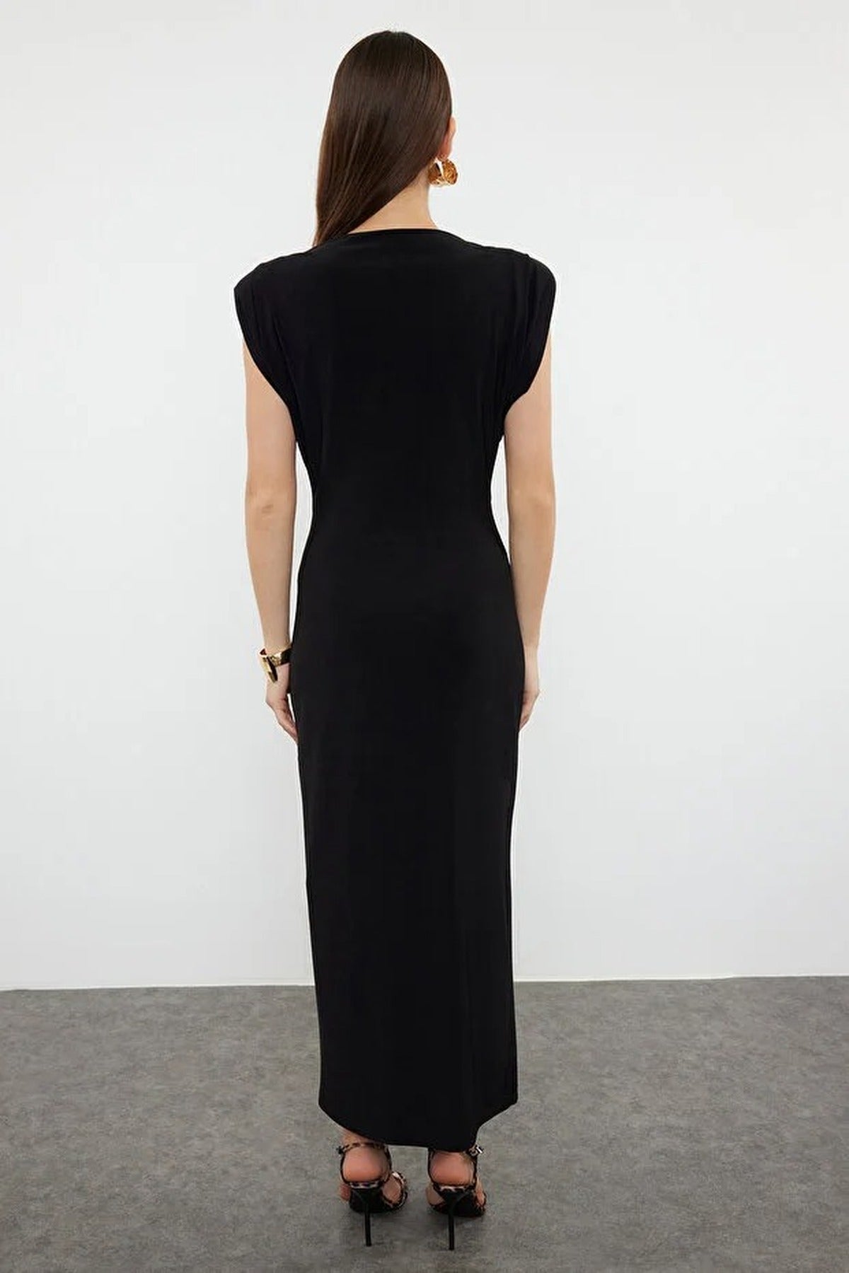 Padded Draped Bodycon Midi Dress