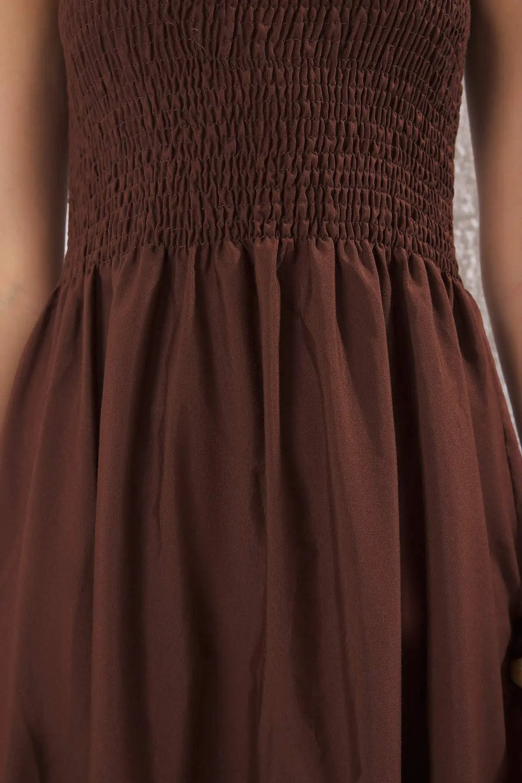 Ruched Square Neck Thick Strap A-Line Maxi Dress