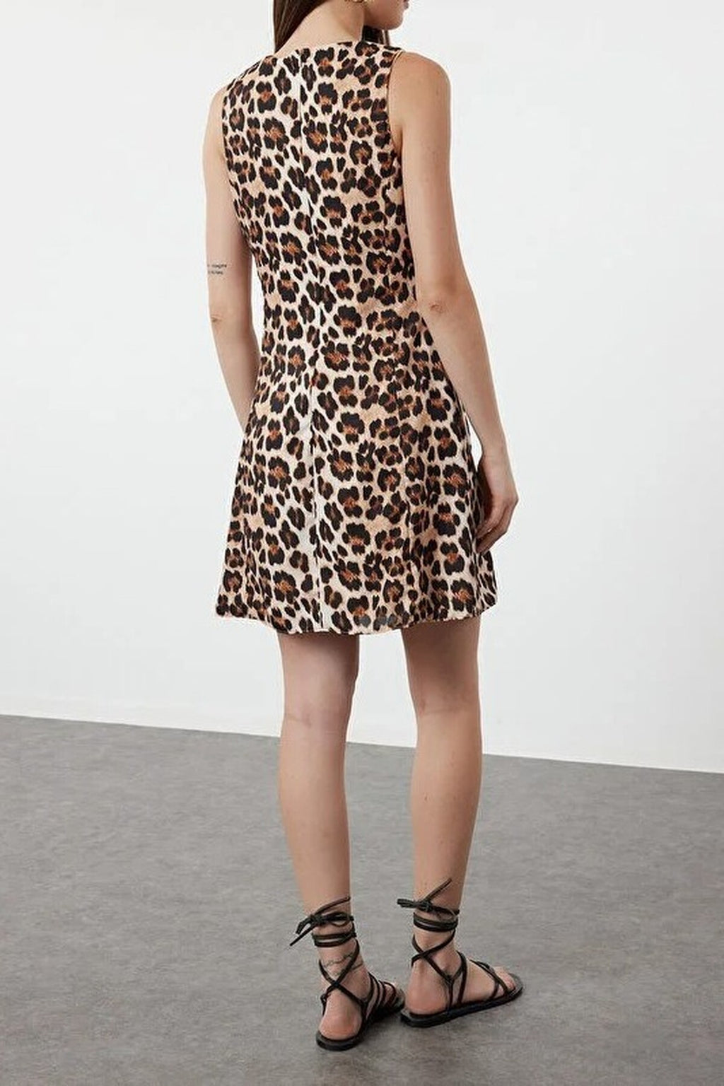 Leopard Print Mini Satin Woven Dress