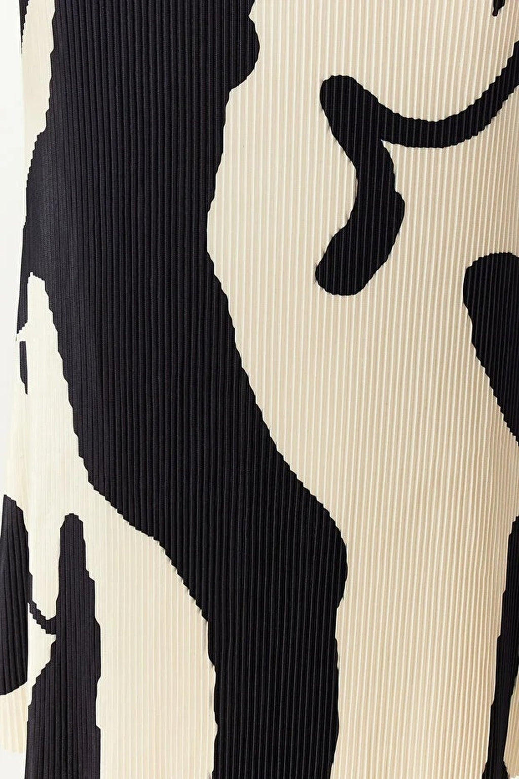 Abstract Pleated A-line Printed Midi Stretch Knit Skirt