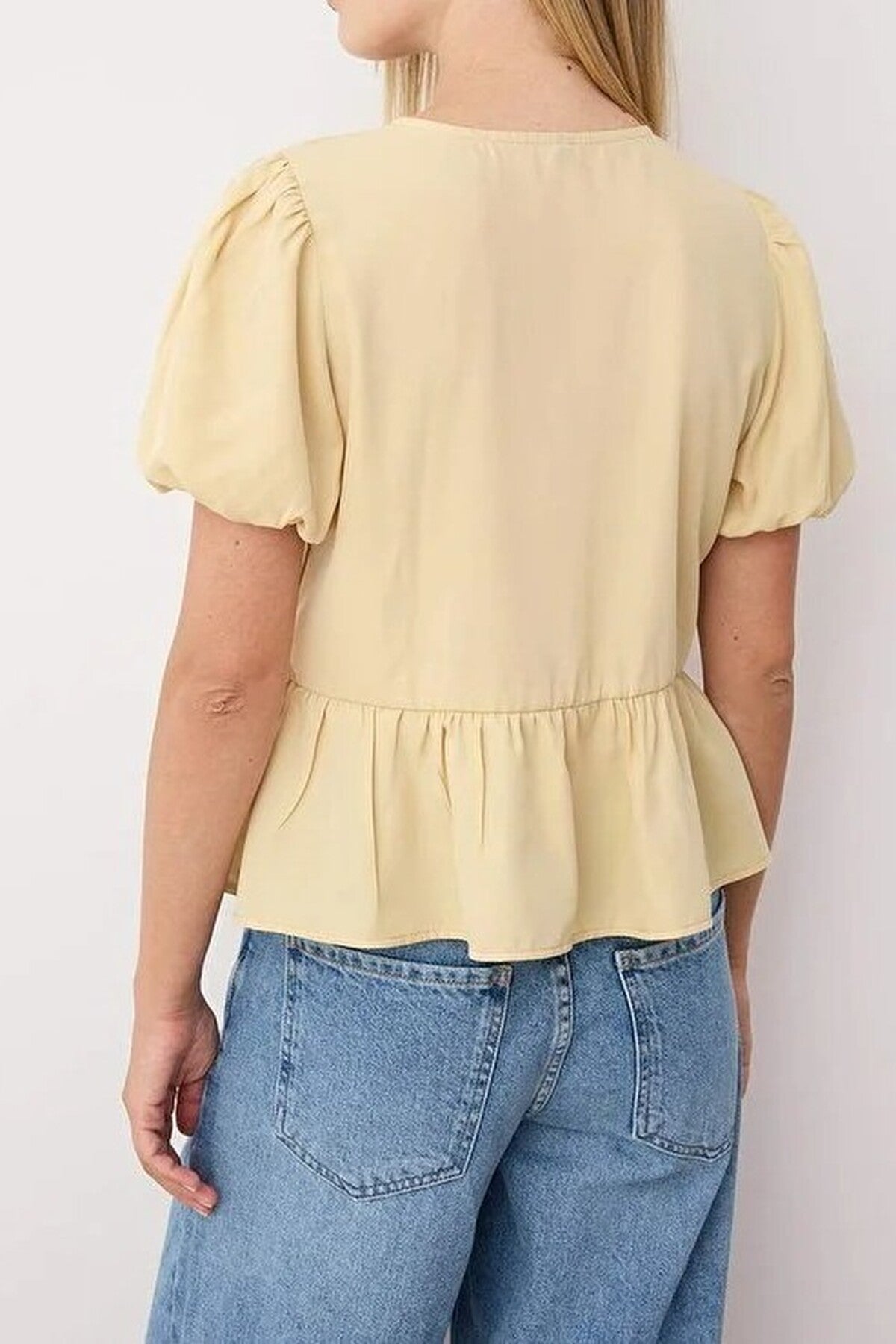 Tie Front V-Neck Short Sleeve Woven Shirt