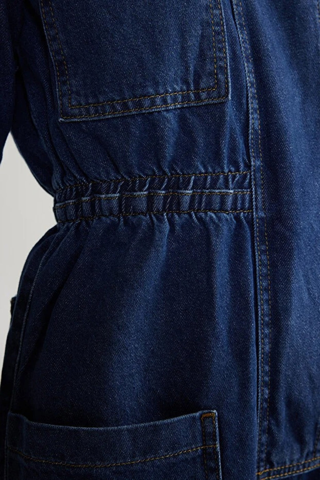 Elastic Waist Denim Shorts Playsuit