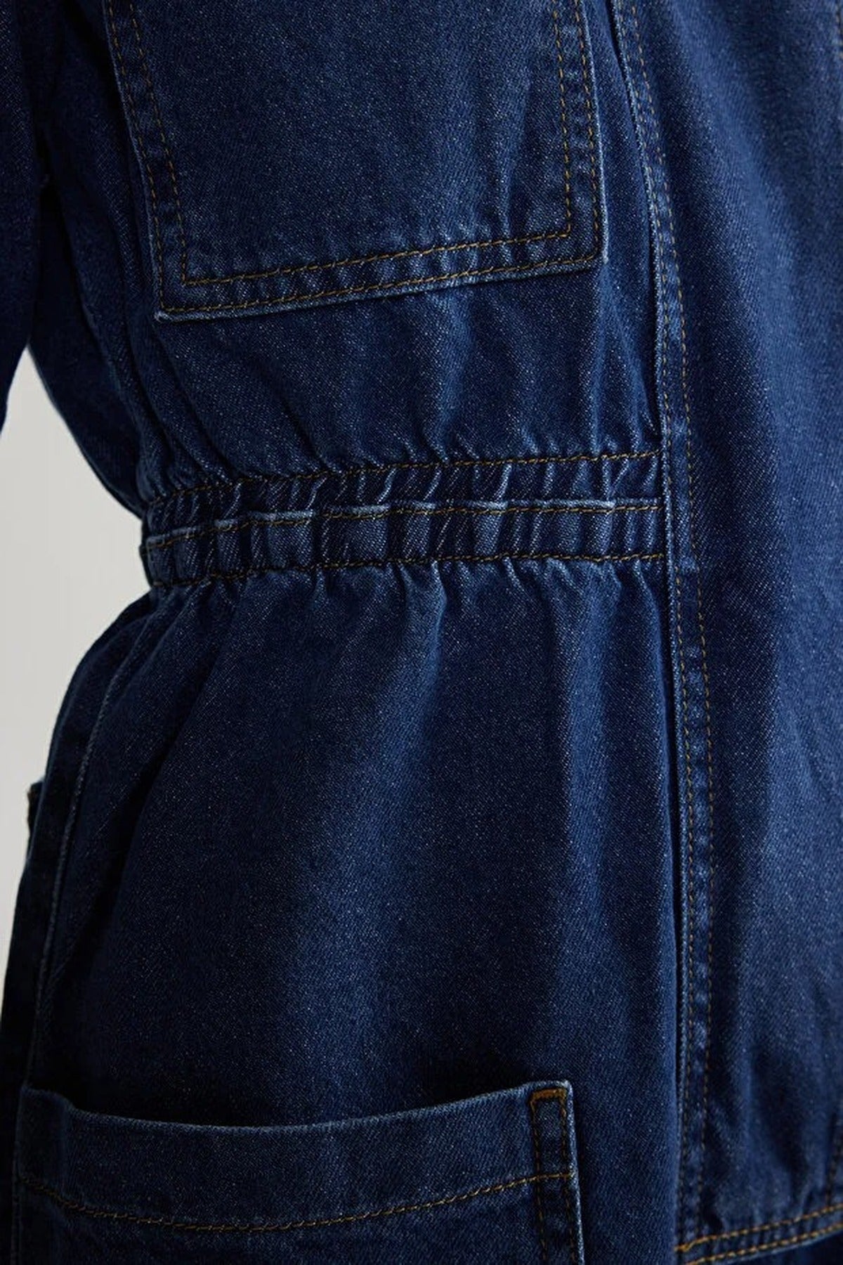 Elastic Waist Denim Shorts Playsuit