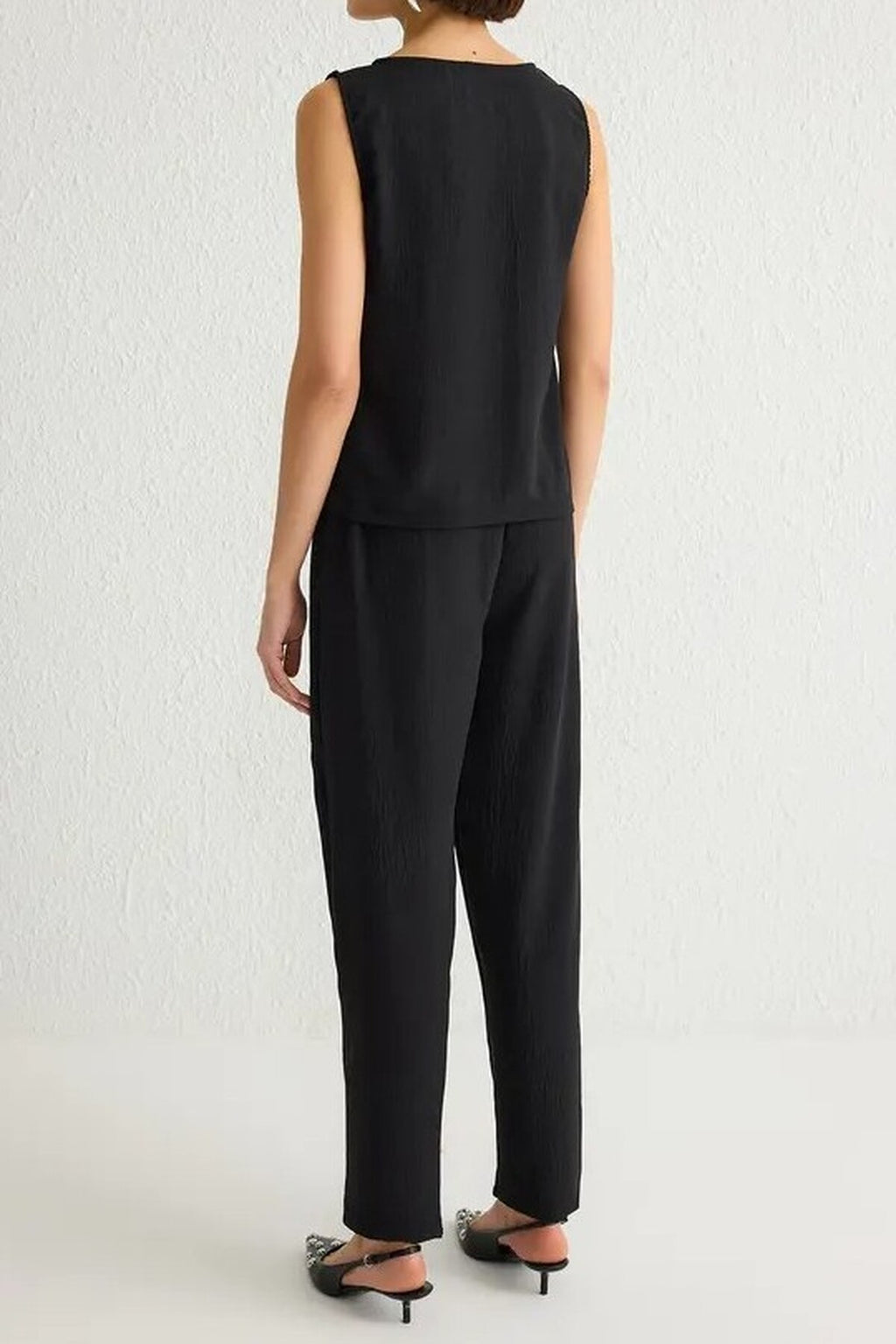 2-Piece Blouse and Wide Leg Pants with Elastic Waistband - Top and Bottom Set 