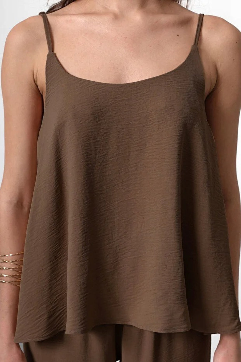 2-Piece Strappy Woven Blouse and Woven Top and Bottom Set