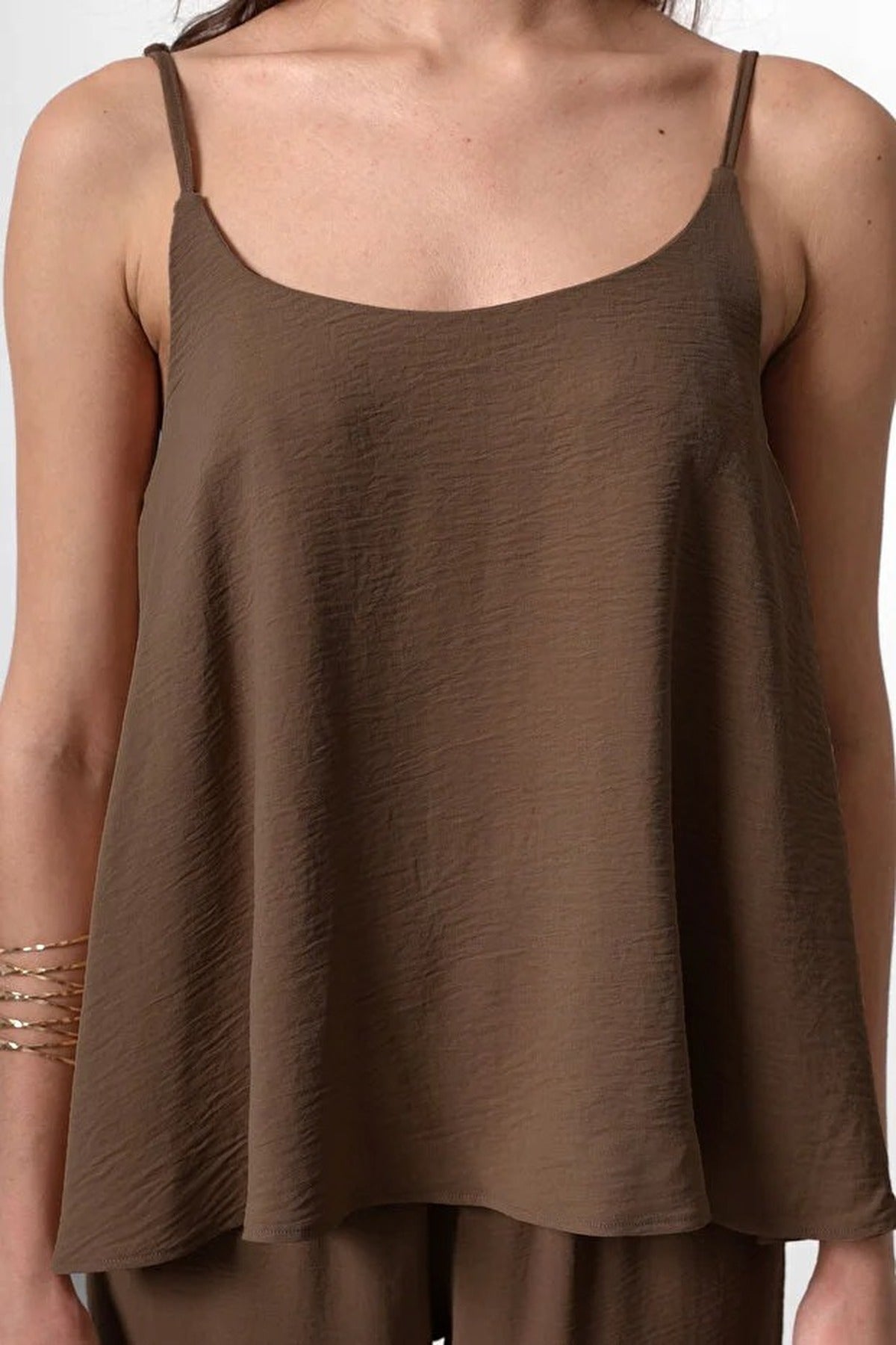 2-Piece Strappy Woven Blouse and Woven Top and Bottom Set