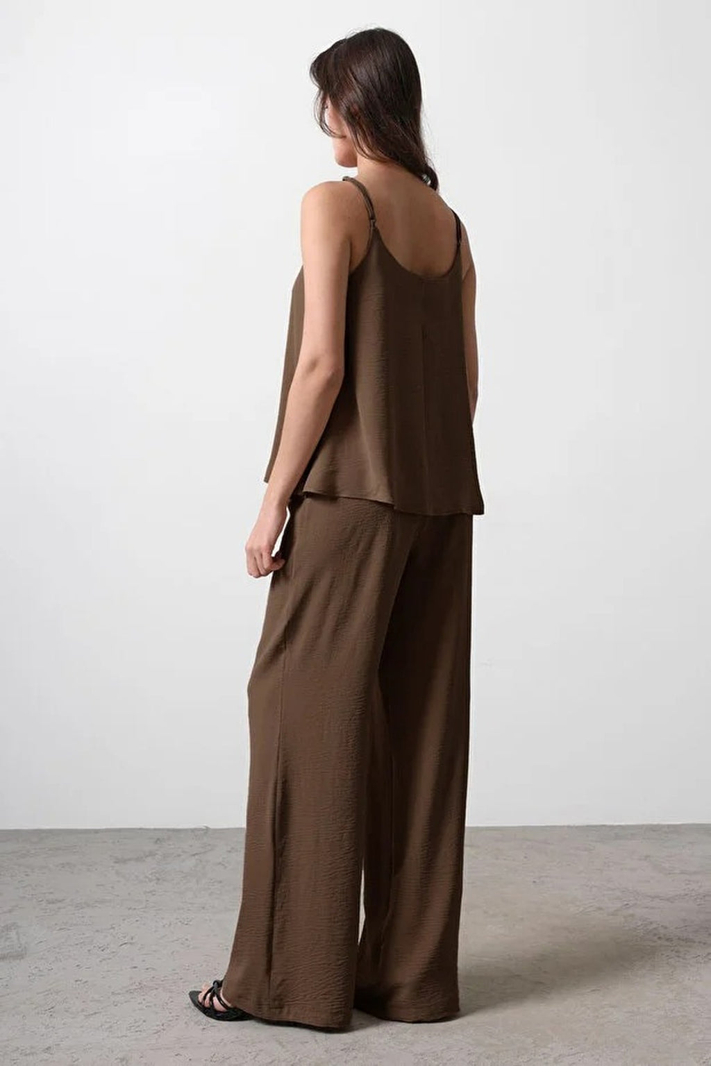 2-Piece Strappy Woven Blouse and Woven Top and Bottom Set