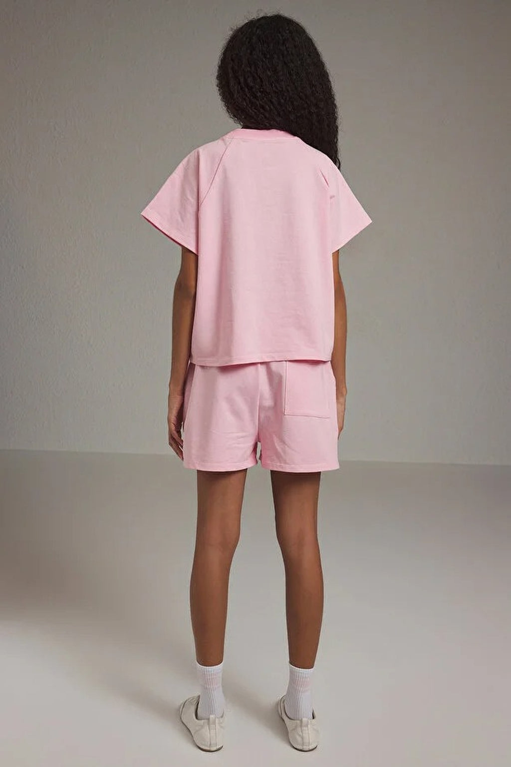 2-Piece Relaxed Fit Slogan Print T-shirt and Shorts Knitted Set
