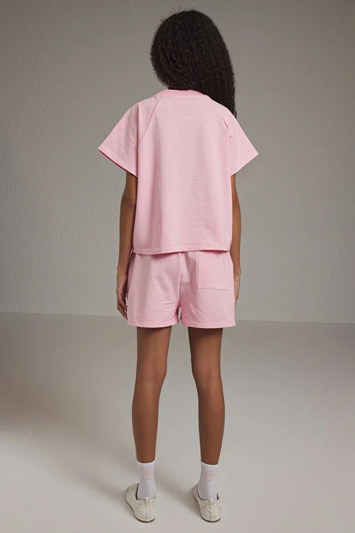 2-Piece Relaxed Fit Slogan Print T-shirt and Shorts Knitted Set