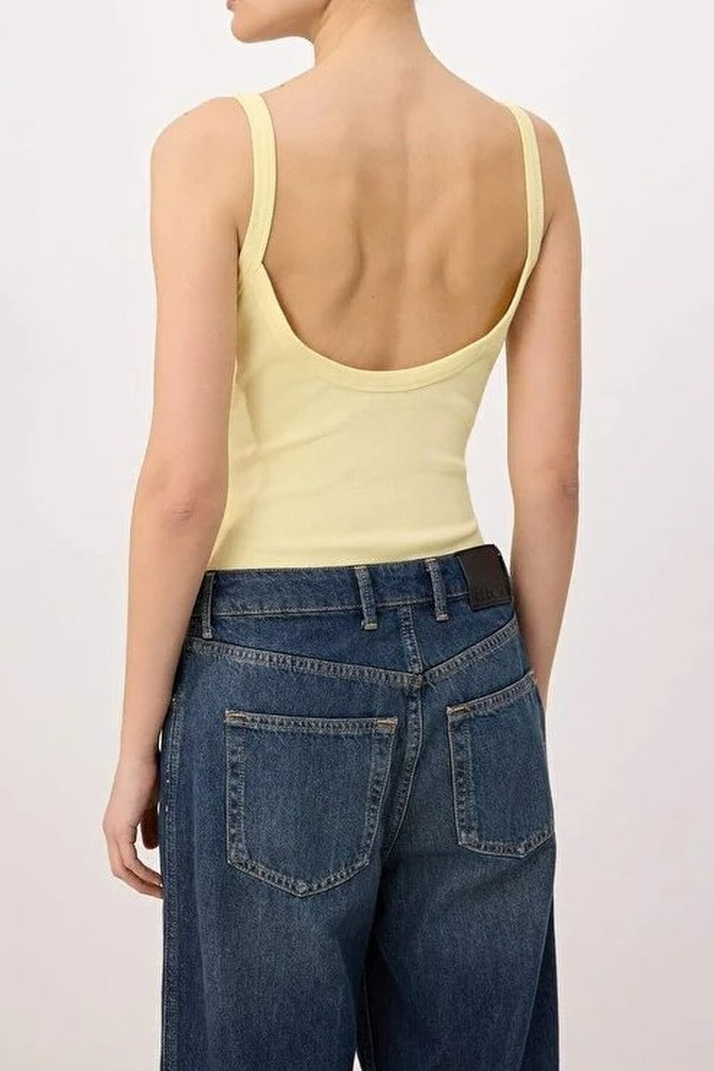 Fitted Pool Neck Thin Strap Long Ribbed Stretch Knit Bodysuit