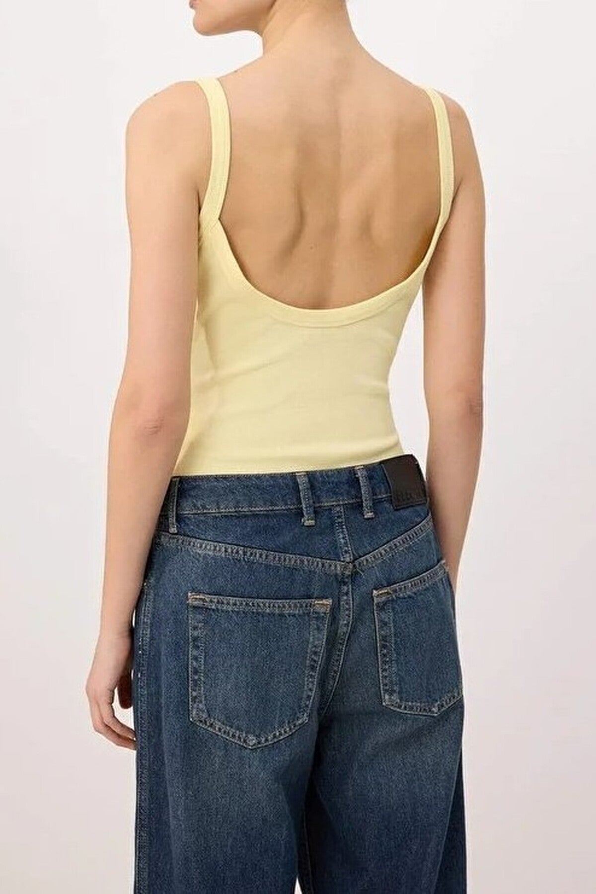 Fitted Pool Neck Thin Strap Long Ribbed Stretch Knit Bodysuit