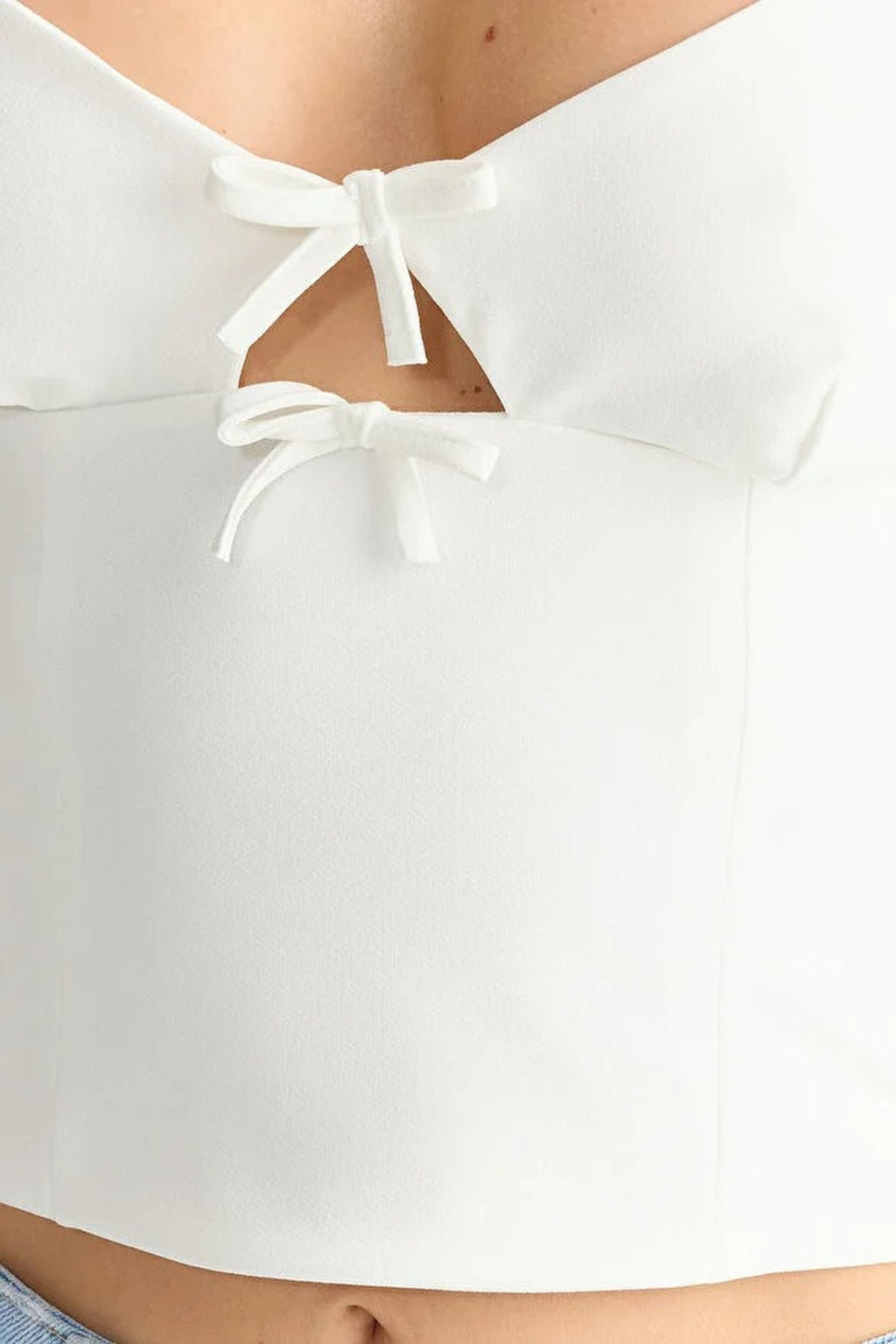 V-Neck Strappy Crop Woven Blouse