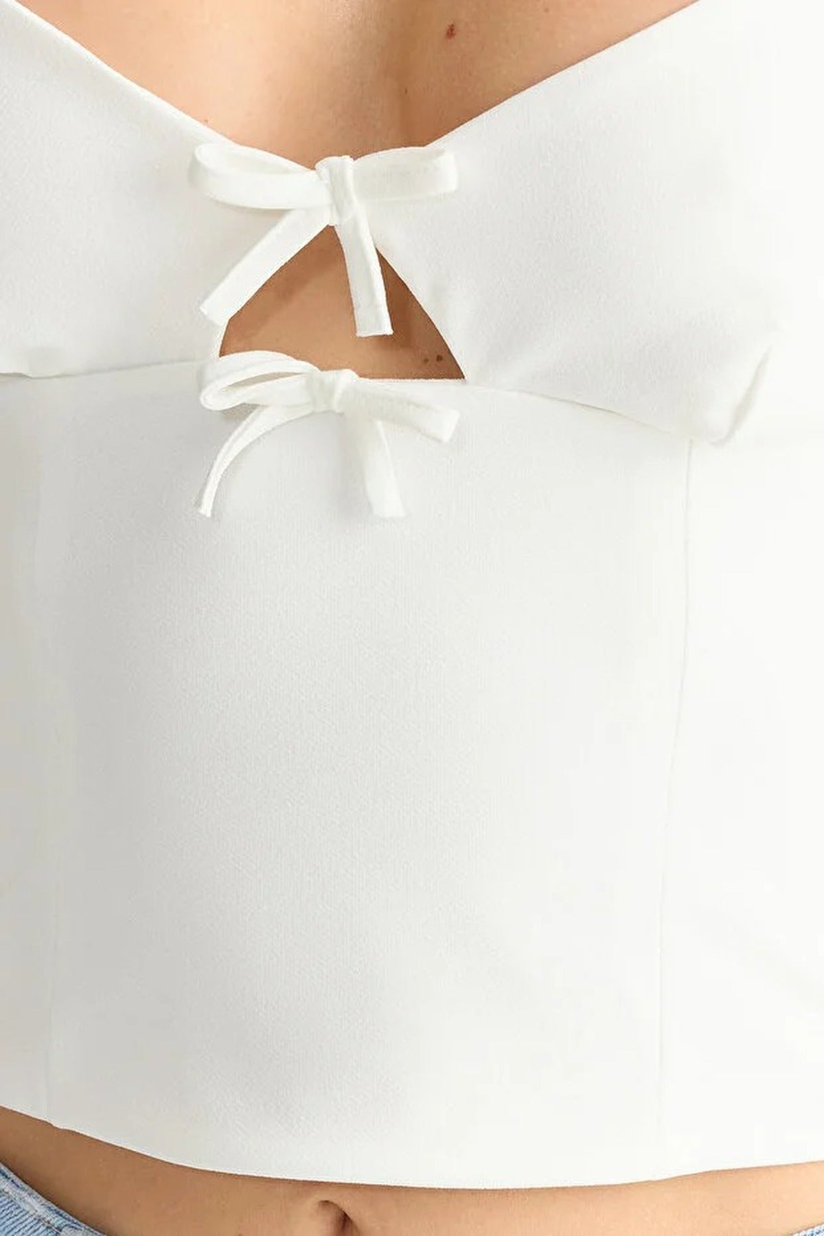 V-Neck Strappy Crop Woven Blouse