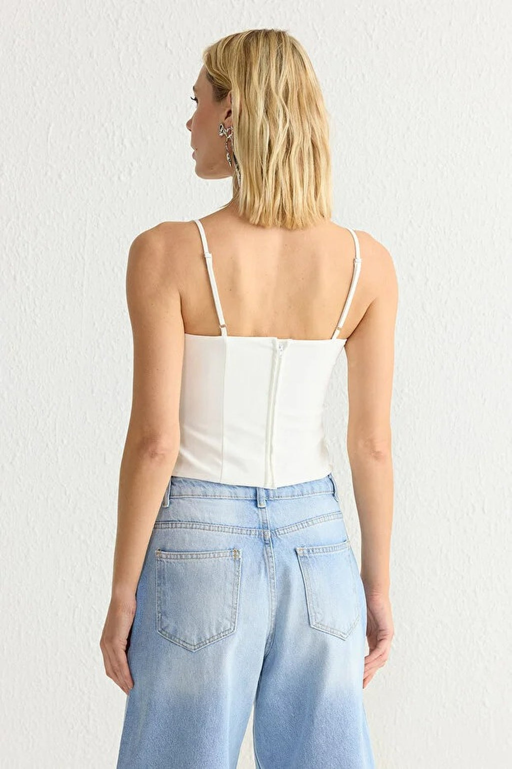 V-Neck Strappy Crop Woven Blouse