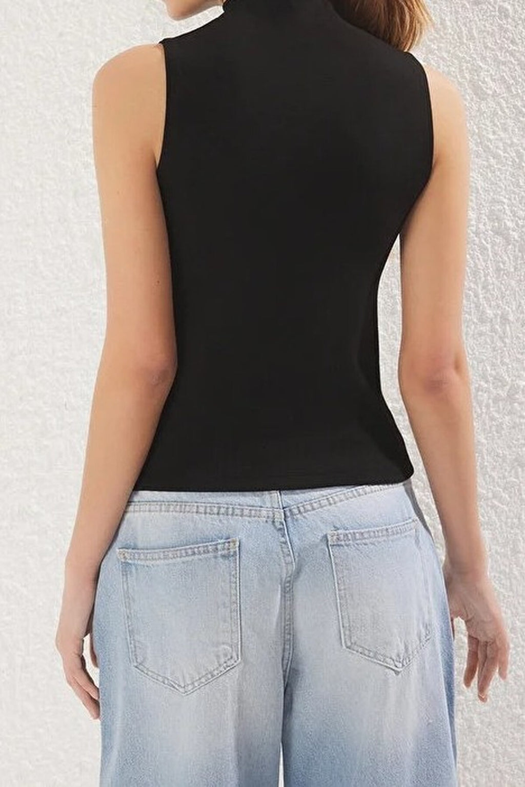 High Neck Regular Length Knitted Blouse