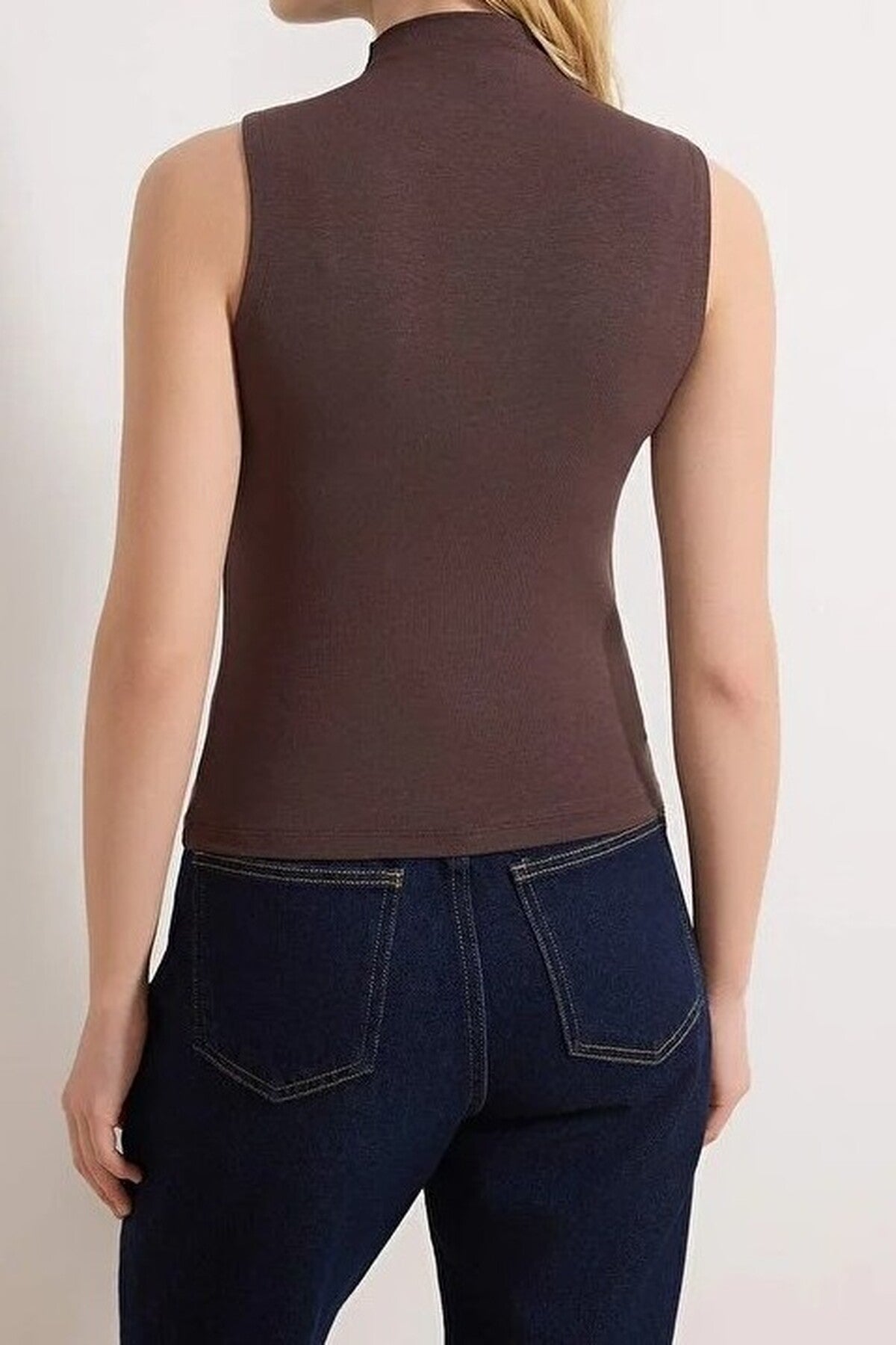 High Neck Regular Length Knitted Blouse