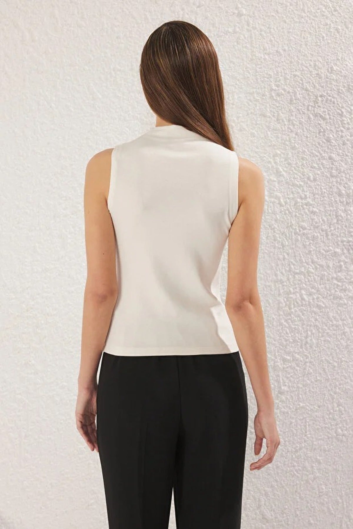 High Neck Regular Length Knitted Blouse
