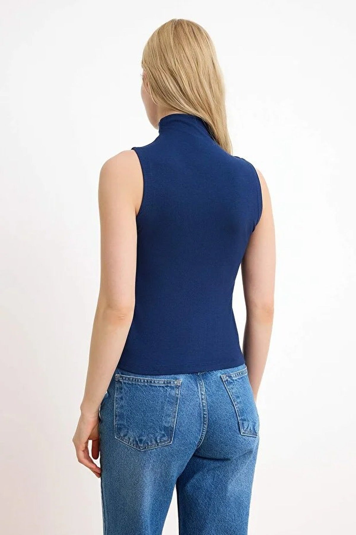 High Neck Regular Length Knitted Blouse