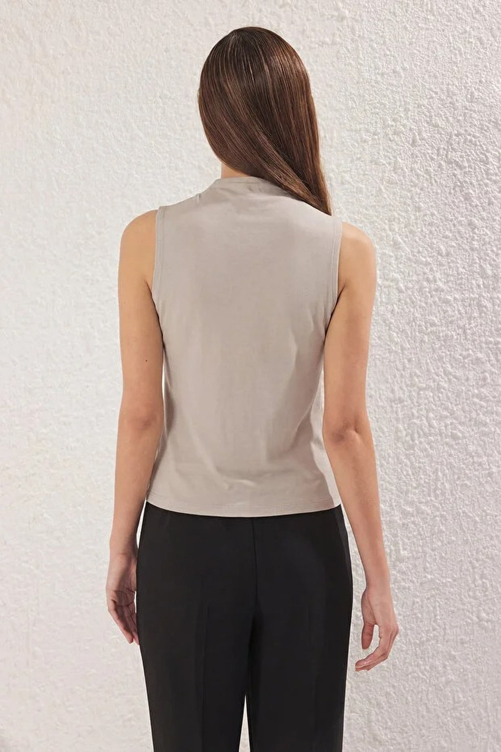 High Neck Regular Length Knitted Blouse