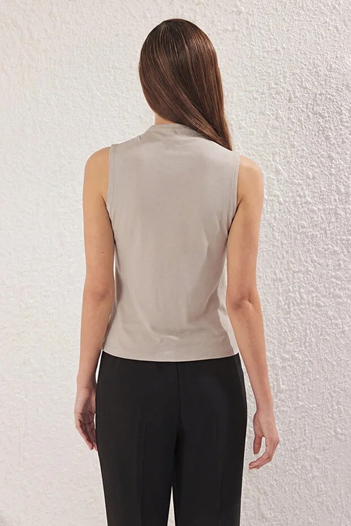 High Neck Regular Length Knitted Blouse