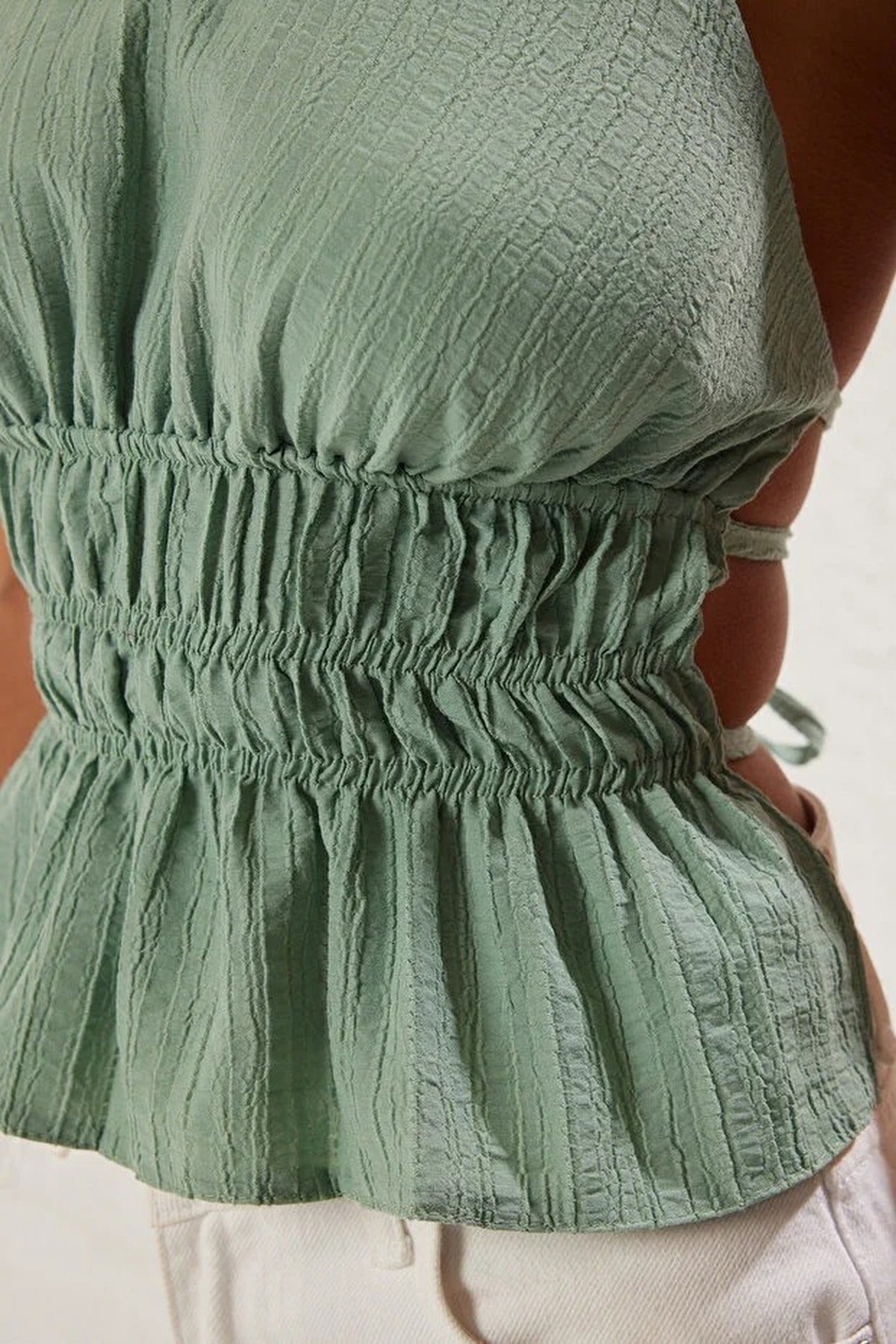 Backless and Tie Detail Woven Blouse