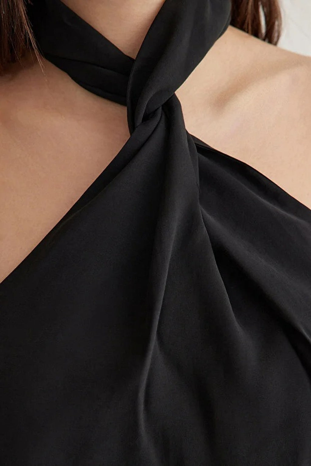 Halter Neck Knotted Woven Blouse